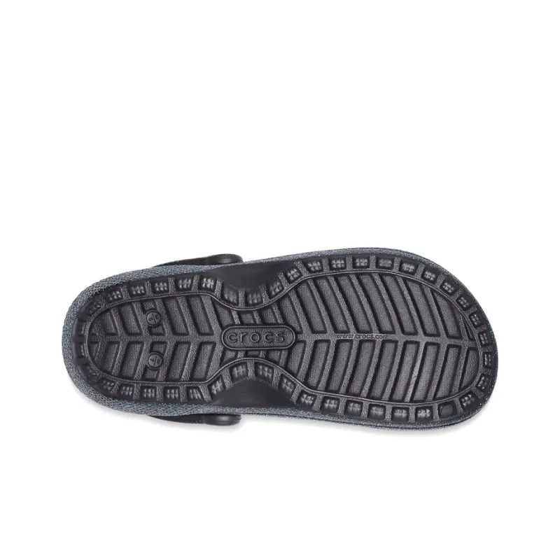 Crocs Classic Glitter Black Lined Clogs 'Starry Skies' Women's-6