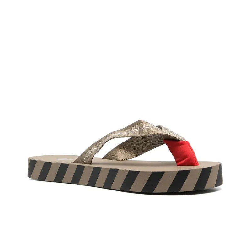 OFF WHITE Slip Resistant Flip Flops Men's Brown-2