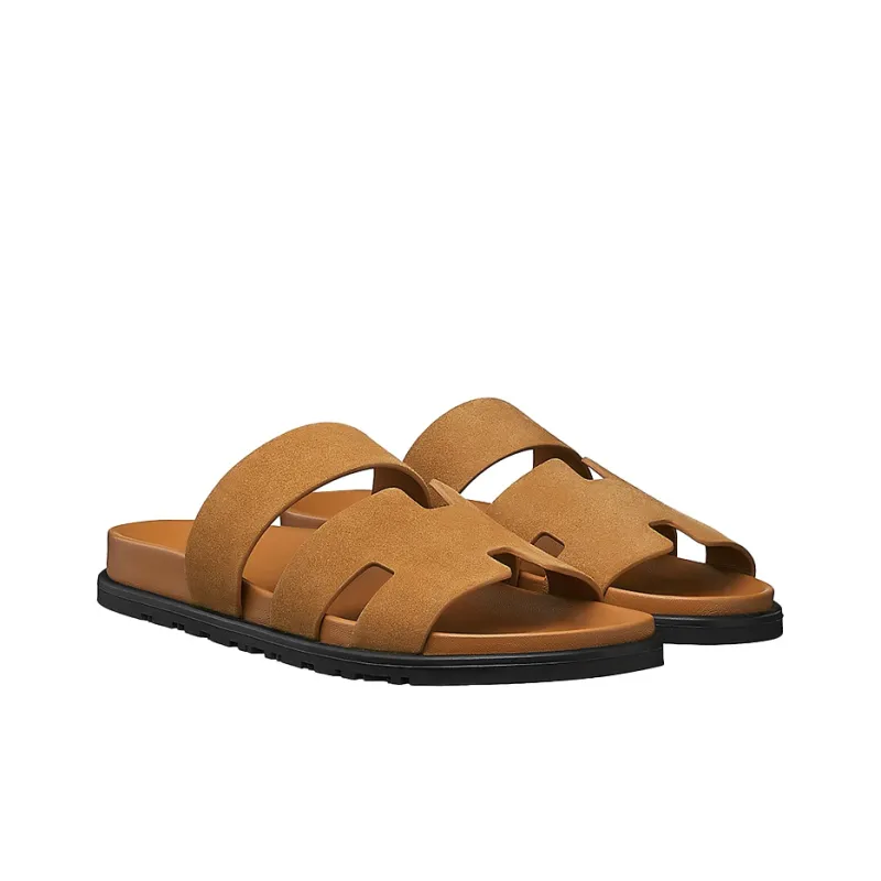 HERMES Ankara Slide Slippers Men's Brown-2