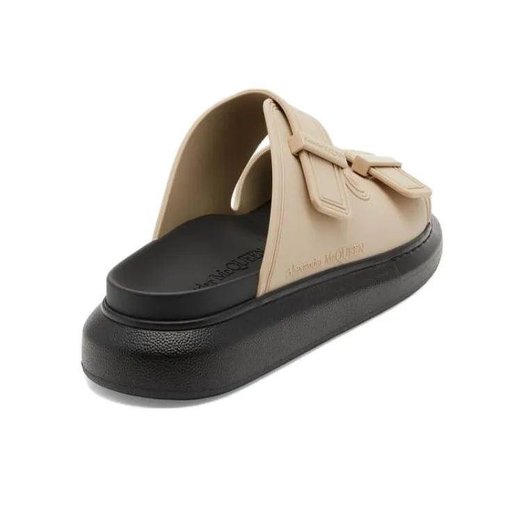 Alexander McQueen Hybrid Rubber Sole Abrasion Resistant Slide Slippers Men's Black-3