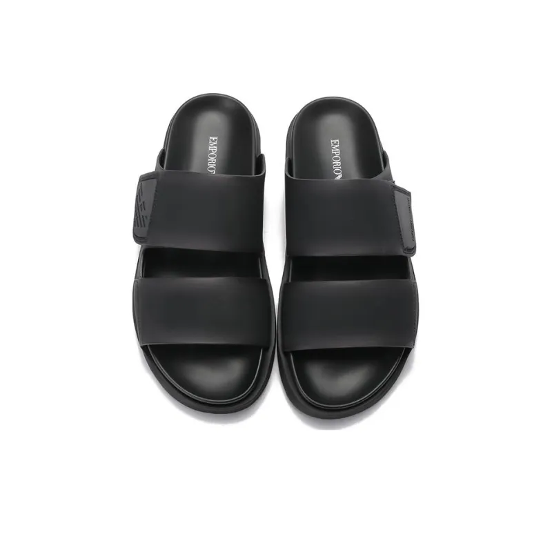 EMPORIO ARMANI Debossed logo Touch strap Slides-3