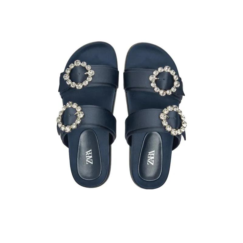 ZARA Quiet Slide Slippers Women's Marine Blue-2
