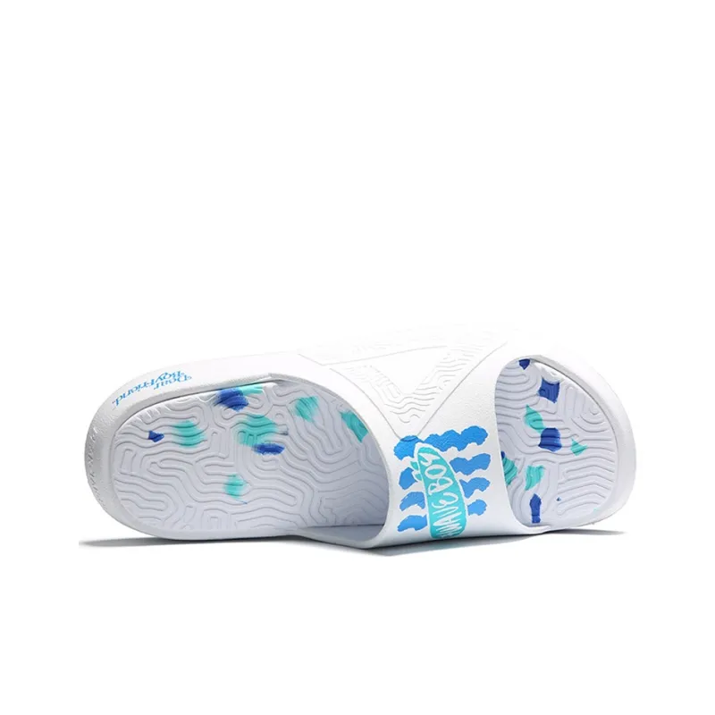 XIAOLANGPING x PEAK Rubber Sole Slide Slippers Men's Blue White-3