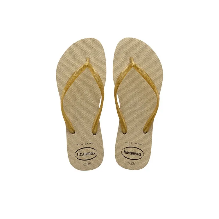 Havaianas HAVIANA Slim Gloss Flip Flops Unisex Gold Gray-3