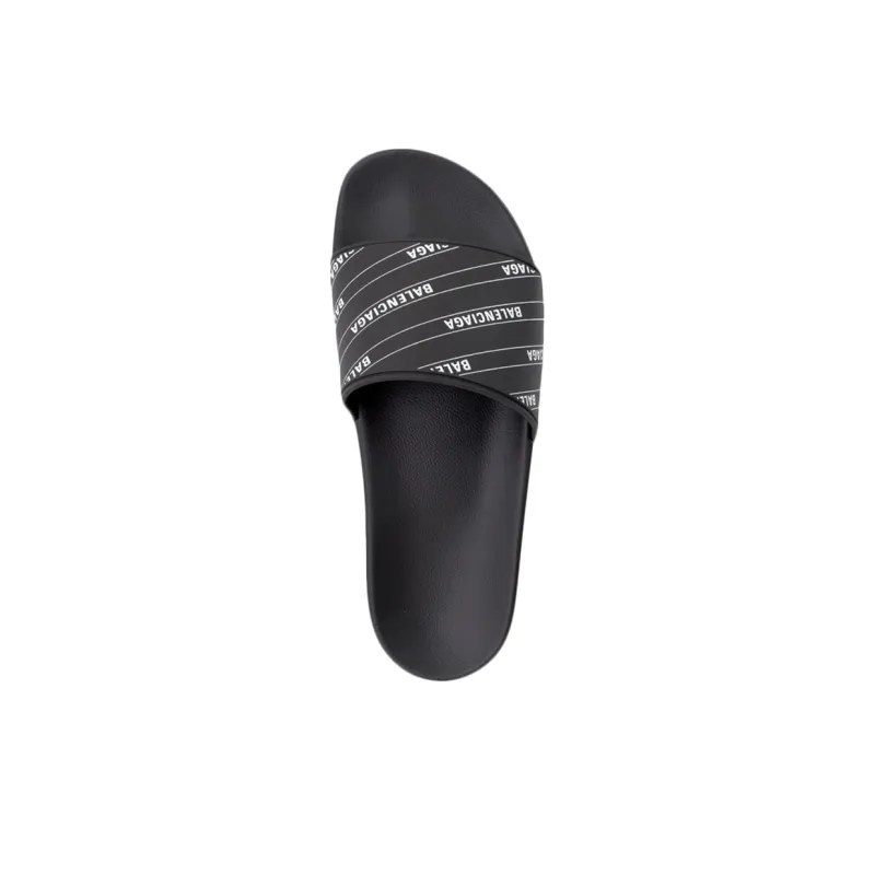 Balenciaga Rubber Slides 'Stripe Logo Piscine - Black'-4