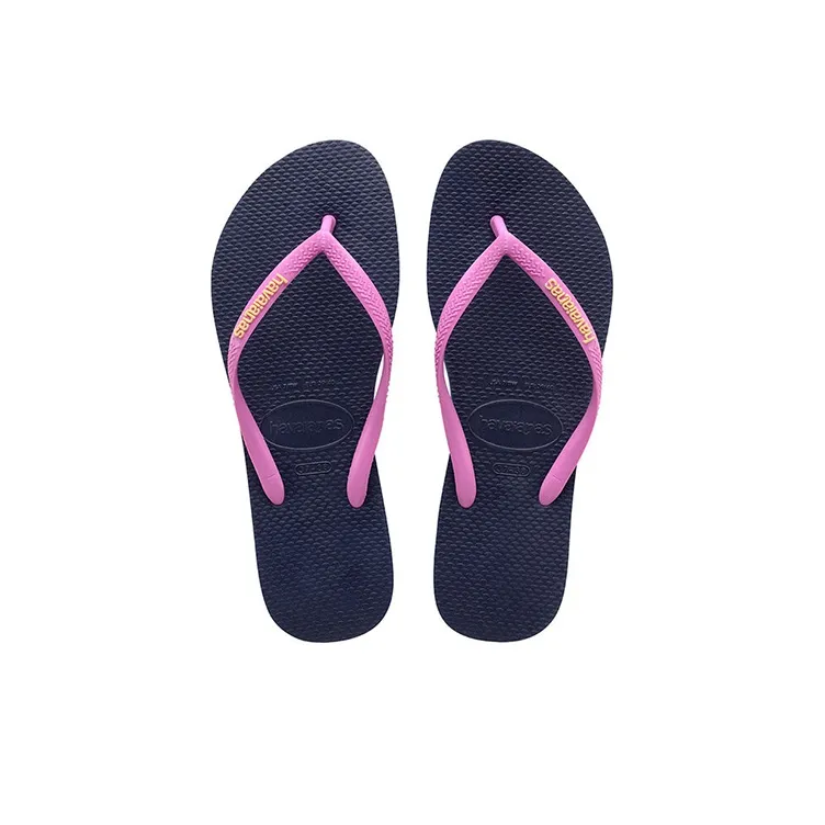 Havaianas Slim Logo Pop-up Stylish Sandals Unisex Black Purple-3