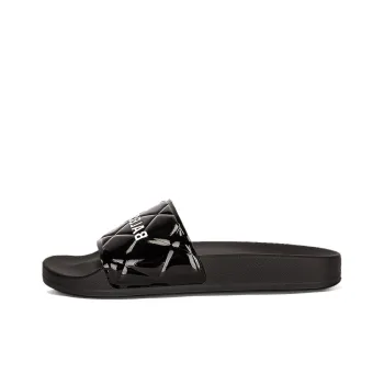 Balenciaga Quilted Logo Rubber Slides Sandals Black Women's
