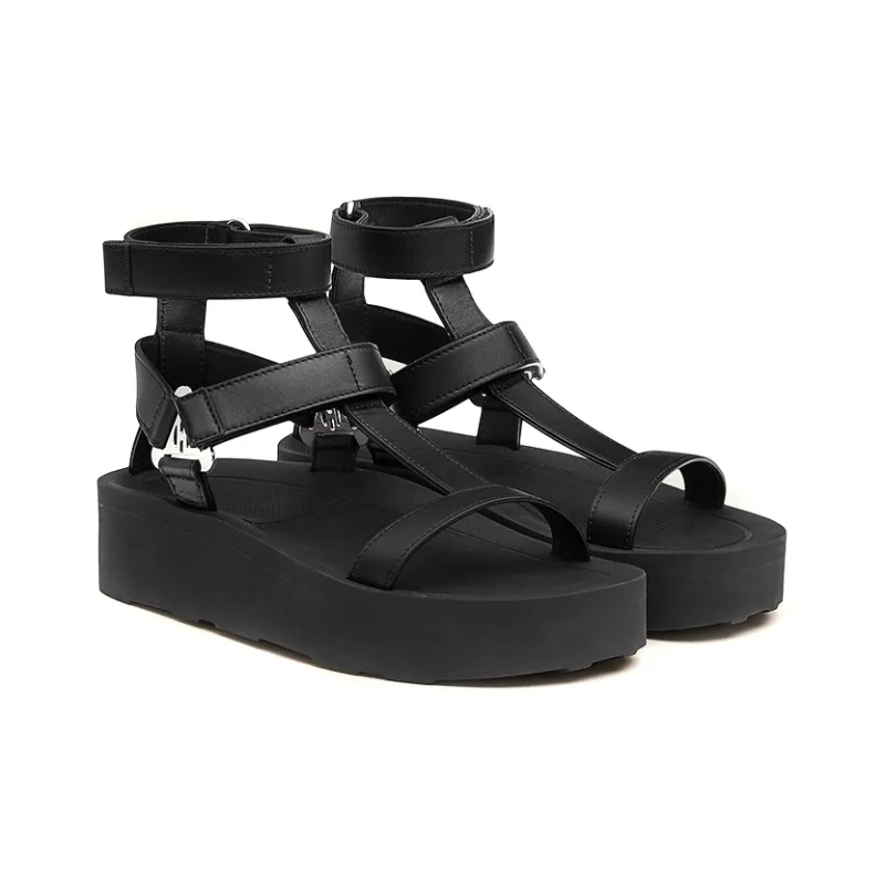 HERMES Enid Strap Sandals Women's Black-3