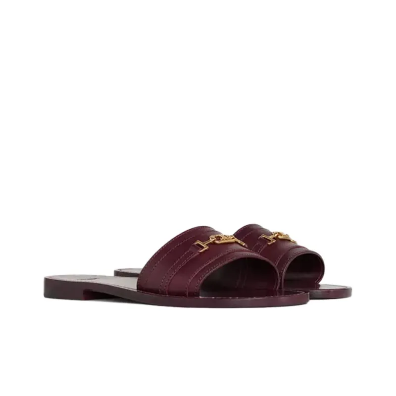 CELINE Slide Slippers Women's Burgundy Red-1