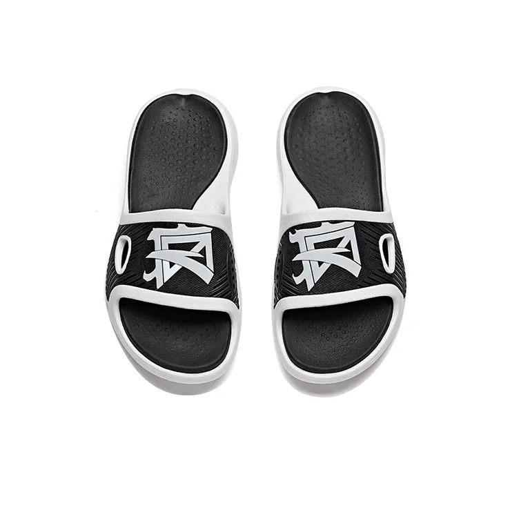 Anta Rubber Sole Slide Slippers Men's Black White-2