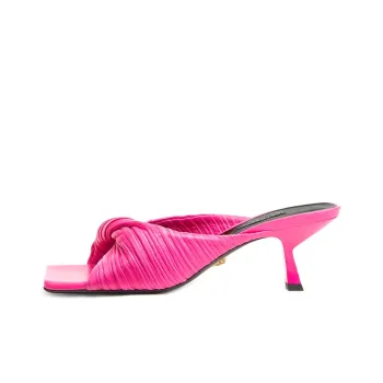 VERSACE PlissÉnappa Stylish Sandals Women's Dark Red