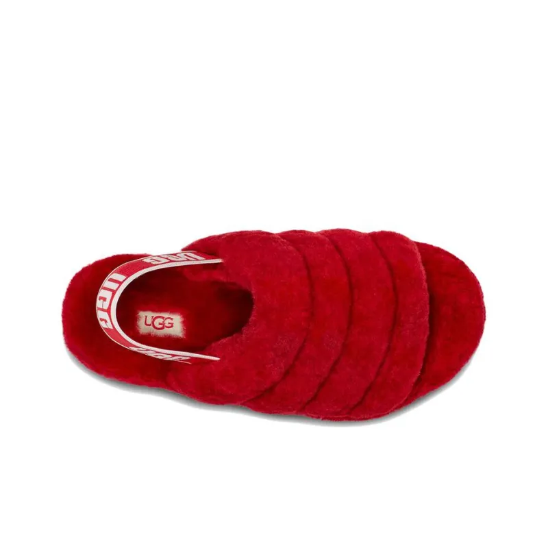 UGG Fluff Yeah Slide Samba Red Women's-3