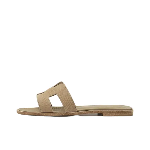 HERMES Slide Slippers Women's Milk Tea Beige