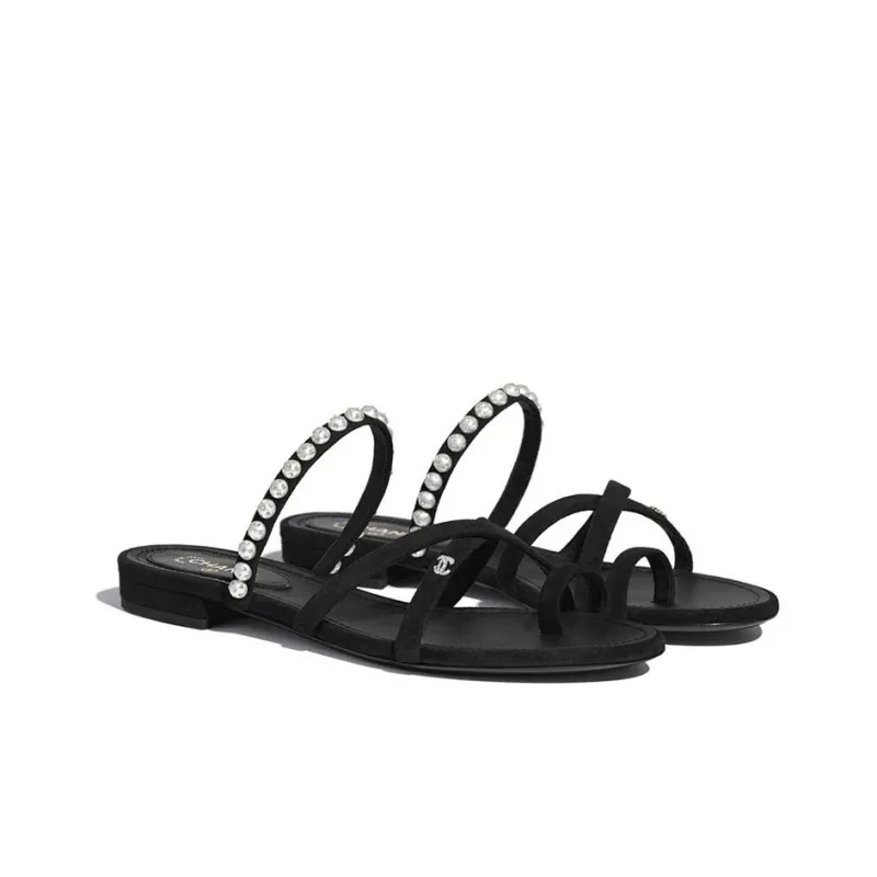 CHANEL Slip Resistant Flip Flops Women's Black-2
