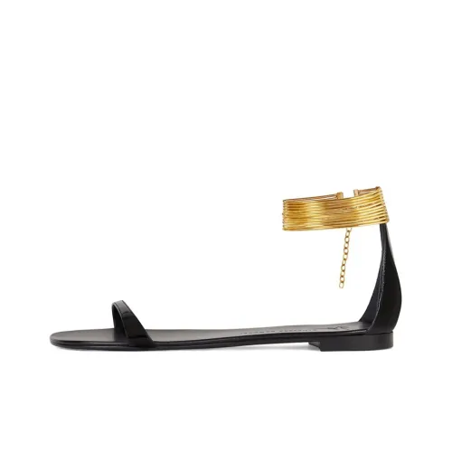 giuseppe zanotti Kay Gold Ankle-strap Flat Sandals