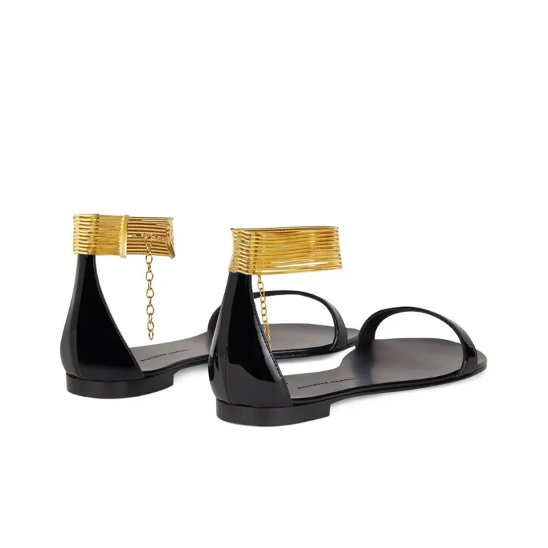 giuseppe zanotti Kay Gold Ankle-strap Flat Sandals-3