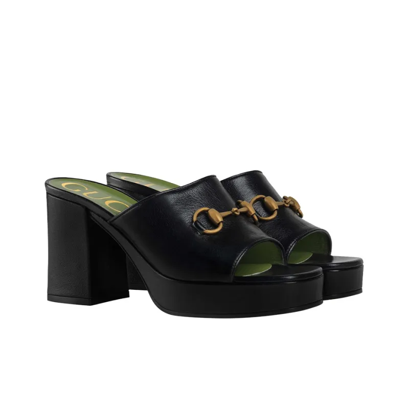GUCCI Slide Slippers 8.5cm Women's Black-1
