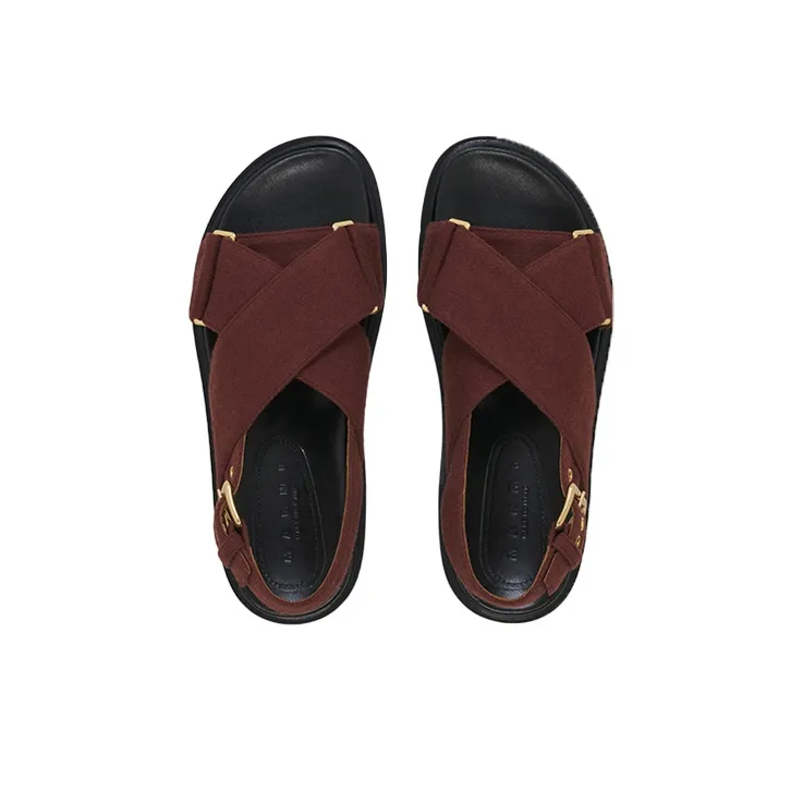 MARNI Fussbett Strap Sandals Women's Brown-3
