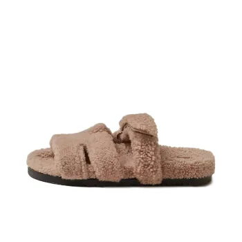 HERMES Chypre Sandal Pink Woolskin Women's