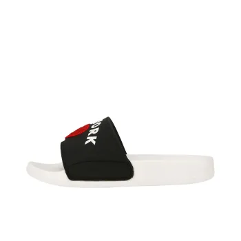 MLB Slipper Rubber Sole Odor Resistant Slide Slippers Unisex Black White