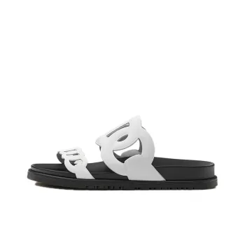 HERMES Slip Resistant Slide Slippers Women's Black White