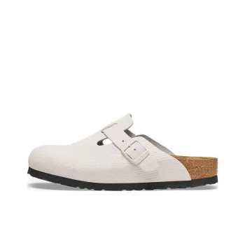 Birkenstock Boston Suede Leather Embossed 'Corduroy Antique White' Women's