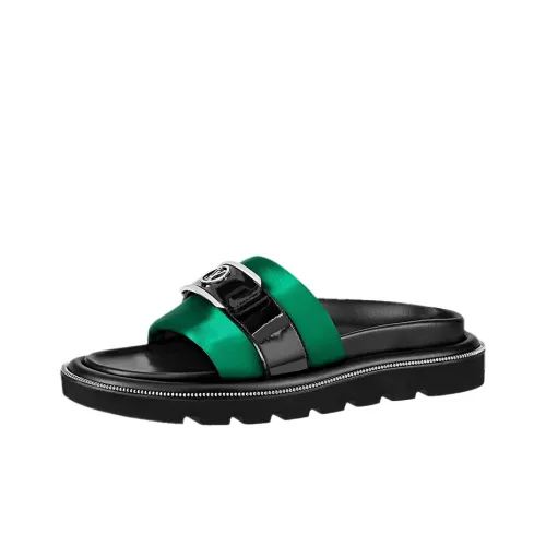 LOUIS VUITTON Pillow Slide Slippers Women's Black/Green