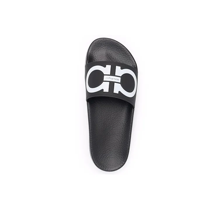 FERRAGAMO Gancini print Open toe Slides-4