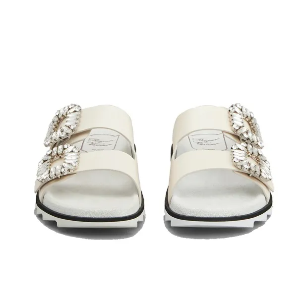 Roger Vivier Slidy Viv' Buckle Open Toe Mules Women's-4