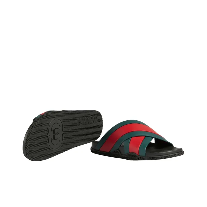 GUCCI Rubber Slides Green Red-4