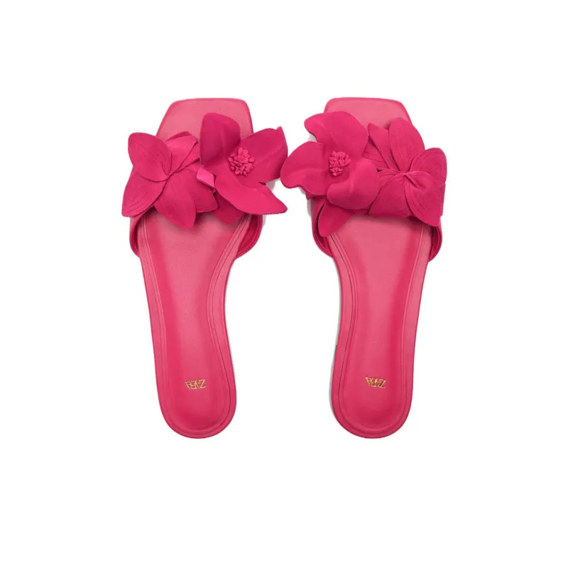 ZARA Rubber Sole Slide Slippers Women's Rose Red-2