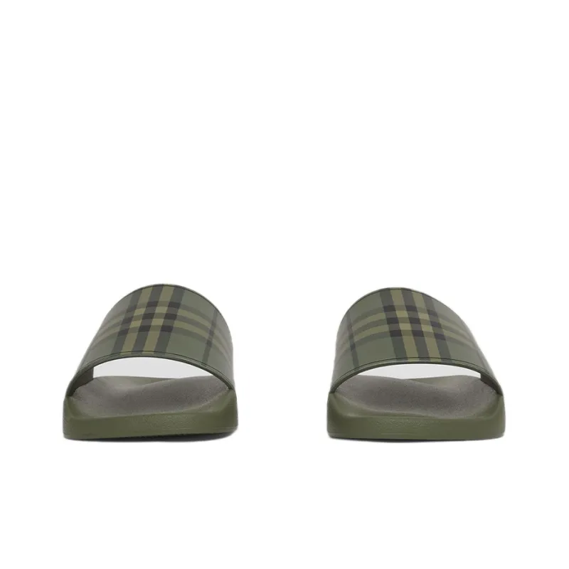 Burberry Embossed Logo Slides Military Green-2