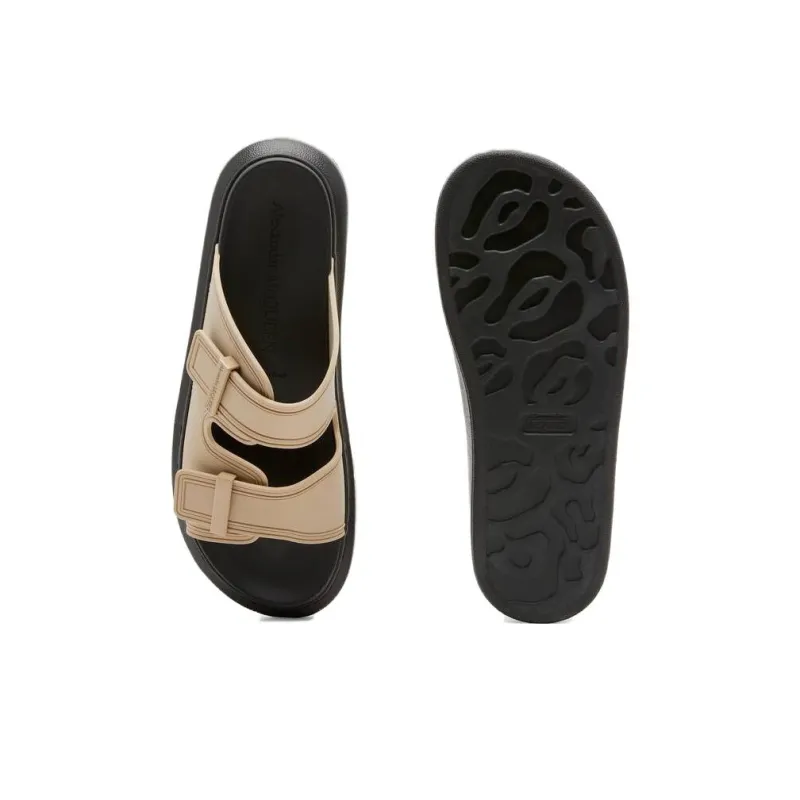 Alexander McQueen Hybrid Rubber Sole Abrasion Resistant Slide Slippers Men's Black-4