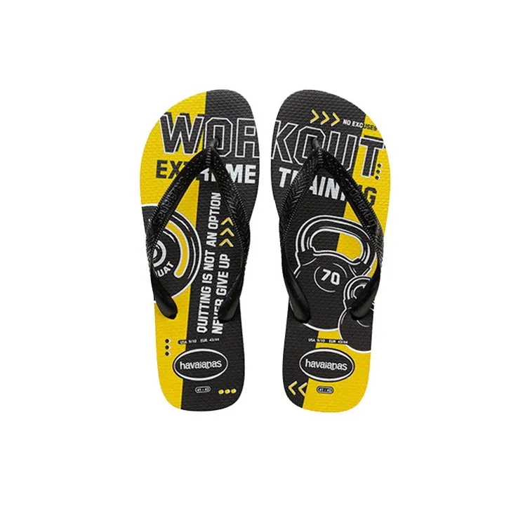 Havaianas Top Athletic Beach Flip Flops Men's Black Yellow-2