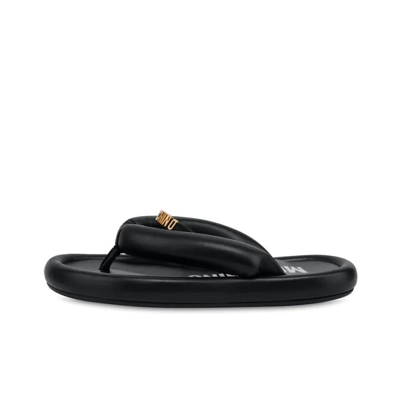 MOSCHINO Rubber Sole Abrasion Resistant Flip Flops Women's Black-0