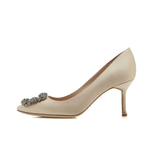 MANOLO BLAHNIK Hangisi High Heels Women's Champagne Gold