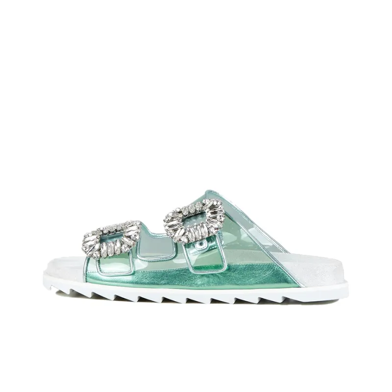 Roger Vivier Slidy Viv' Slide Slippers Women's Green-0