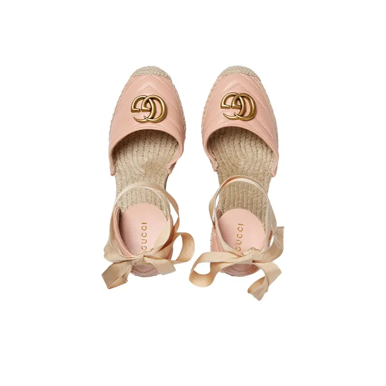 GUCCI GG Marmont Wedge Heel High Heels 12cm Women's Pink-4