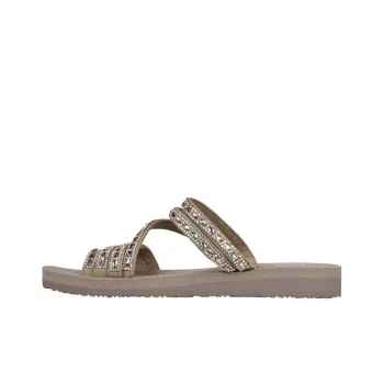 Skechers Meditation Rubber Sole Rhinestone Slide Slippers Women's Taupe