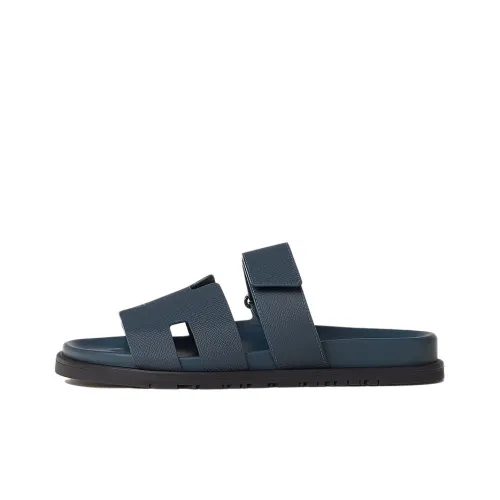 HERMES Chypre Slide Slippers Men Sky Blue