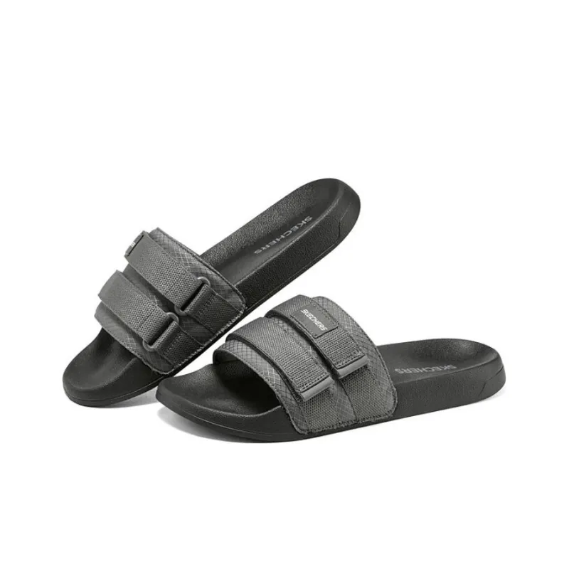 Skechers Side Lines Quiet Slip Resistant Abrasion Resistant Slide Slippers Men's Charcoal-2