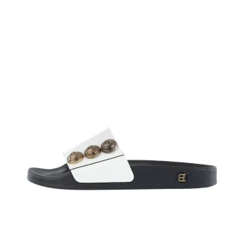 BALMAIN Rubber Sole Abrasion Resistant Slide Slippers Women's White