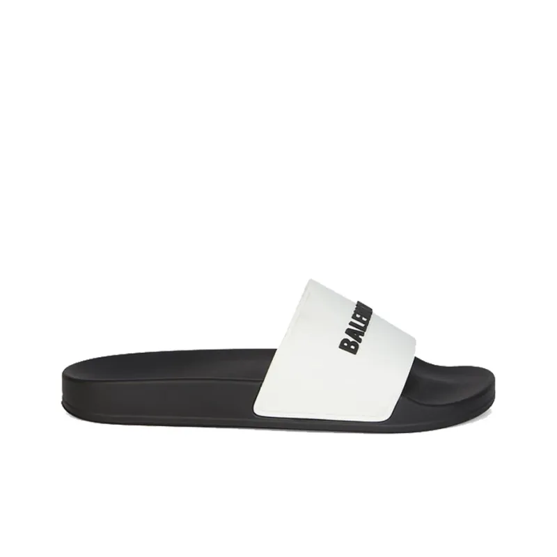 Balenciaga Pool Slides 'White Black'-1