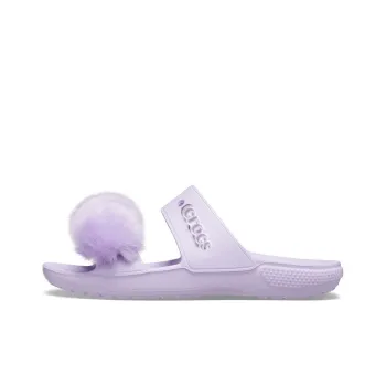 Crocs Classic Fur Sure Slip On Sandals 'Lilac' Women's