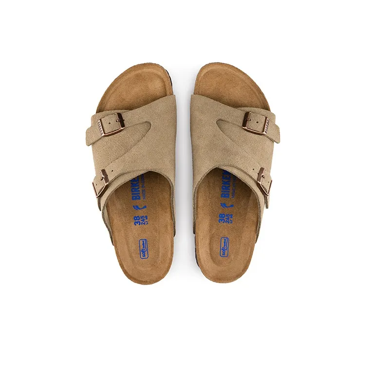 Birkenstock Zrich Series Cowhide Suede Fashion Beige Version Sandals-4