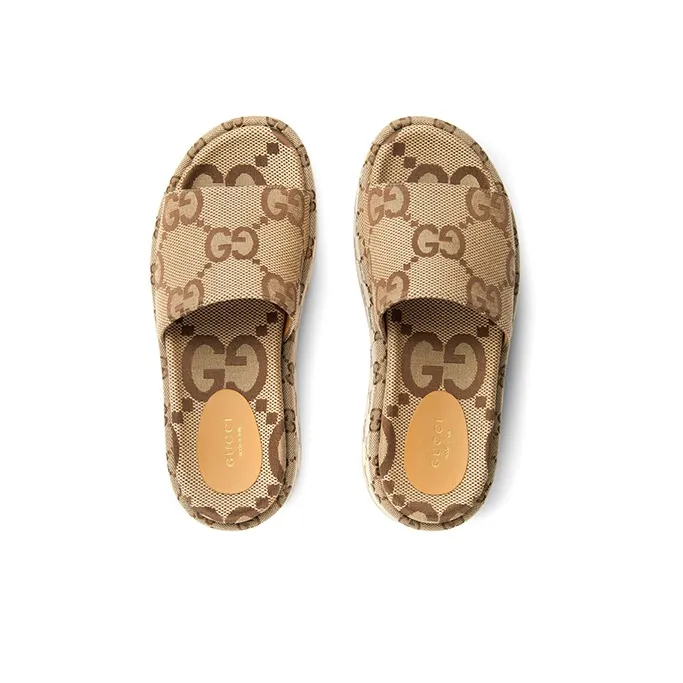 GUCCI Women's Gg Lame Platform Slide Sandal 'Camel Monogram' Women's-2