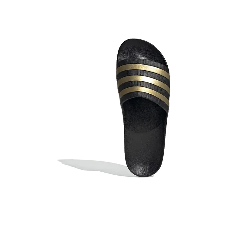Adidas Adilette Aqua Slides Core Black Gold Metallic-4