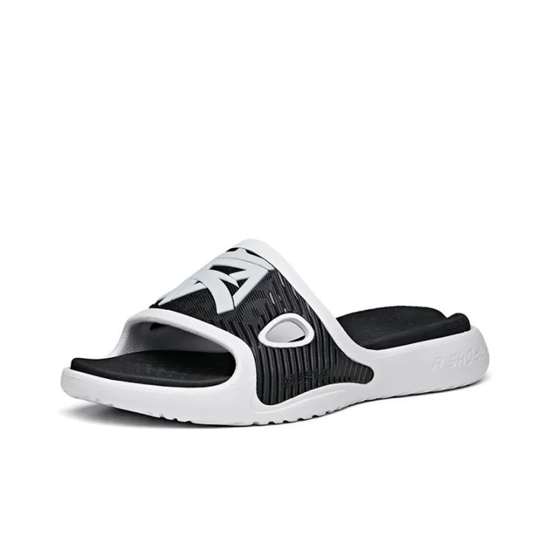 Anta Rubber Sole Slide Slippers Men's Black White-1