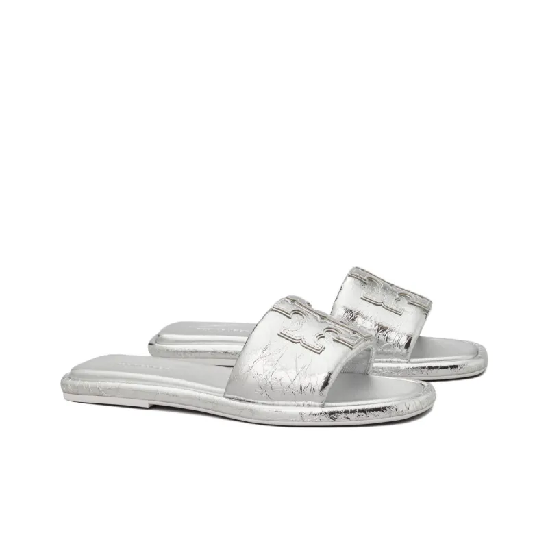TORY BURCH Double T Leather Slides-1