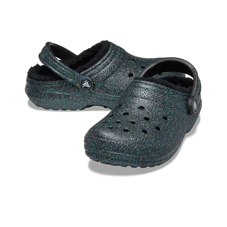 Crocs Classic Glitter Black Lined Clogs 'Starry Skies' Women's-3